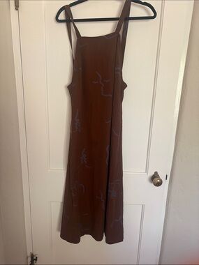 Paloma Wool Brown Midi Dress with Abstract Line Motif